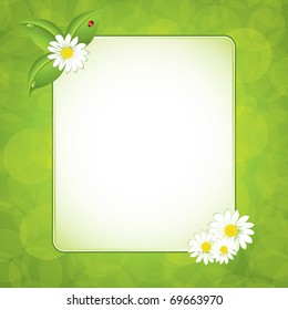 Green ecology frame with flowers, vector illustration