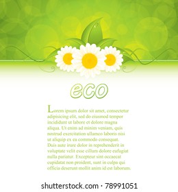 Green ecology frame with flowers, vector