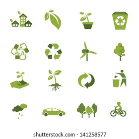 Green Ecology icon. Eco friendly icon set