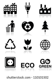 Green ecology icons set