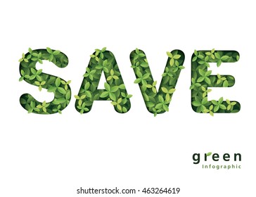 green and Ecology Info-graphic and save icon