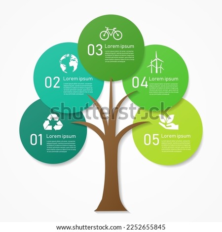 green ecology leaf infographic with option element icon background. environment and sustainable development. can be used for process, presentations, layout,infographic. plant leaf sign organic growth.