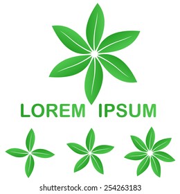 Green ecology leaves logo icon design set