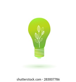 Green ecology light bulb, vector icon