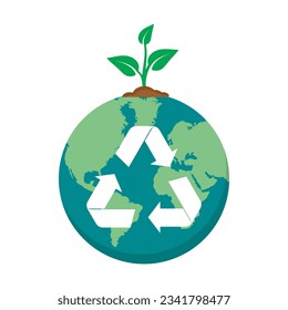 Green ecology logo design for World environment day, Earth day, Eco friendly and Sustainability concept, Vector illustration