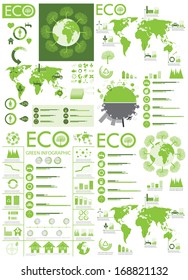 Green ecology, recycling info graphics collection, charts, symbols, graphic vector elements 