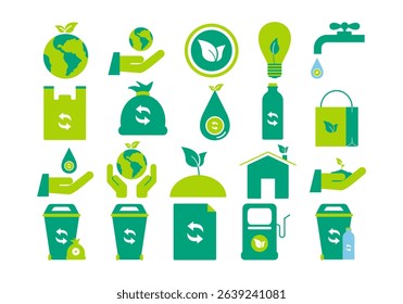 Green Ecology Symbol Element Set
