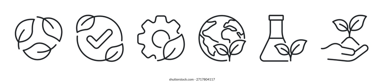 Green and Ecology thin line icon set. Web minimal icons