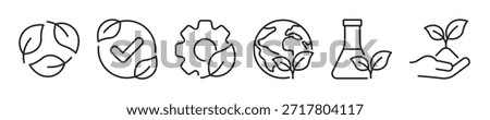 Green and Ecology thin line icon set. Web minimal icons