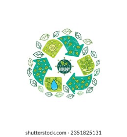 Green ecology vector illustration. Recycle ecology.