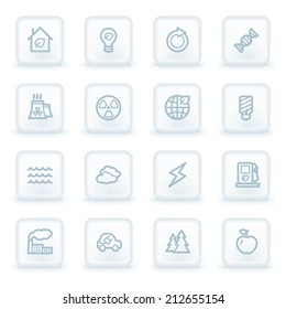 Green ecology web icon set 1, white square buttons
