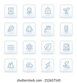 Green ecology web icon set 3, white square buttons