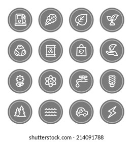 Green ecology web icon set 3, grey circle buttons