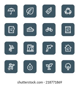 Green ecology web icon set 4, navy-quadratische Knöpfe