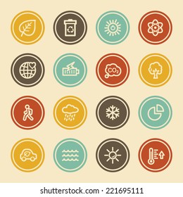 Green Ecology Web Icon Set 2, Color Circle Buttons