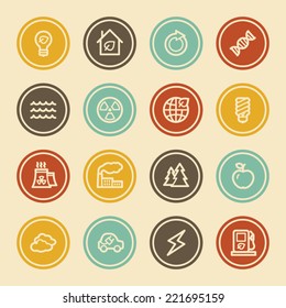 Green Ecology Web Icon Set 1, Color Circle Buttons