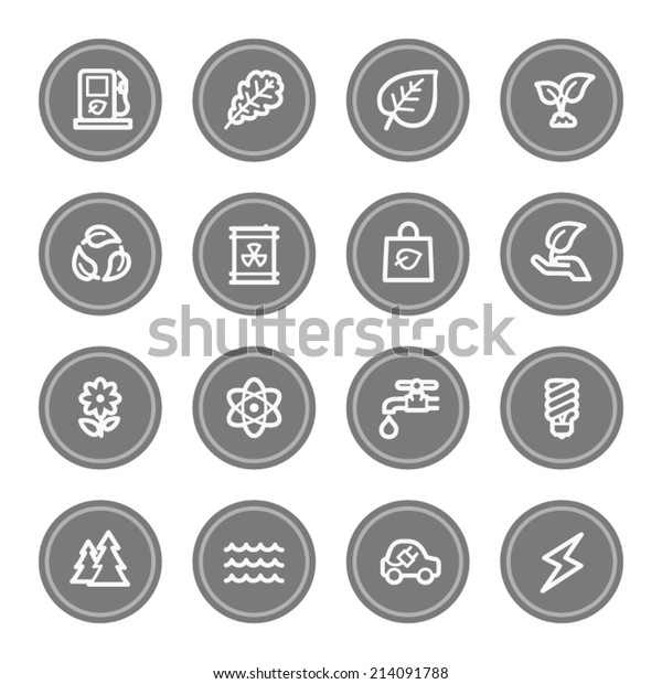 Green ecology\
web icon set 3, grey circle\
buttons