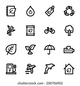 Conjunto de iconos de la web de ecología verde