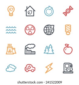 Conjunto de iconos de la web de ecología verde