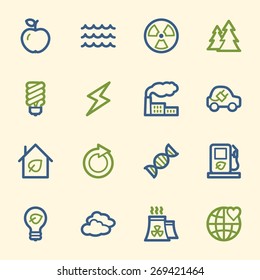Conjunto de iconos de la web de ecología verde