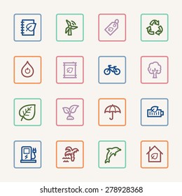 Green ecology web icons set
