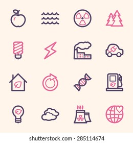 Conjunto de iconos de la web de ecología verde