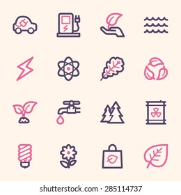 Conjunto de iconos de la web de ecología verde