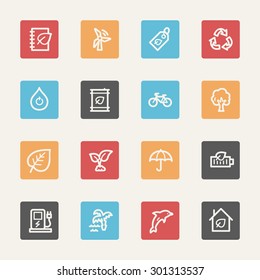 Green ecology web icons set