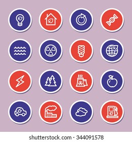 Conjunto de iconos de la web de ecología verde