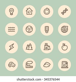 Conjunto de iconos de la web de ecología verde