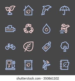 Green ecology web icons set