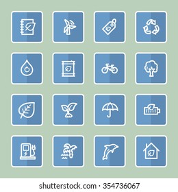 Conjunto de iconos de la web de ecología verde