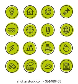 Green ecology web icons set