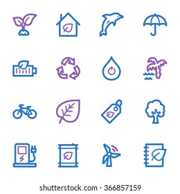 Green ecology web icons set