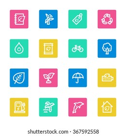 Conjunto de iconos de la web de ecología verde