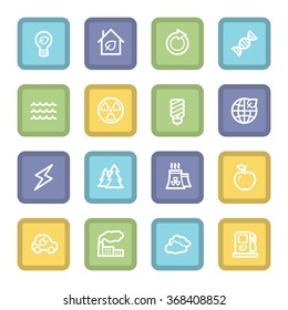 Conjunto de iconos de la web de ecología verde