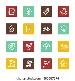 Conjunto de iconos de la web de ecología verde
