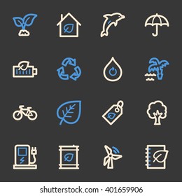 Conjunto de iconos de la web de ecología verde