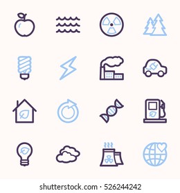 Conjunto de iconos de la web de ecología verde