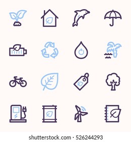 Green ecology web icons set