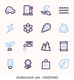 Green ecology web icons set
