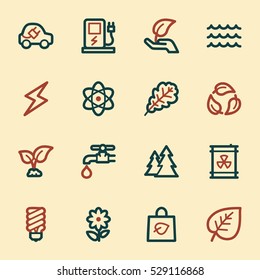 Green ecology web icons set