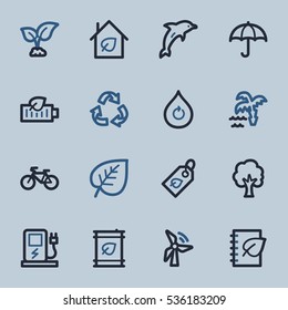 Green ecology web icons set