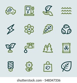 Green ecology web icons set
