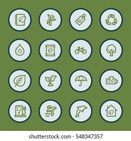 Green ecology web icons set