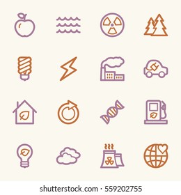 Conjunto de iconos de la web de ecología verde