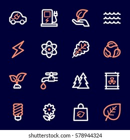 Conjunto de iconos de la web de ecología verde