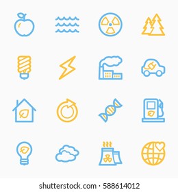 Conjunto de iconos de la web de ecología verde