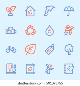 Conjunto de iconos de la web de ecología verde