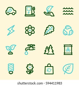 Conjunto de iconos de la web de ecología verde